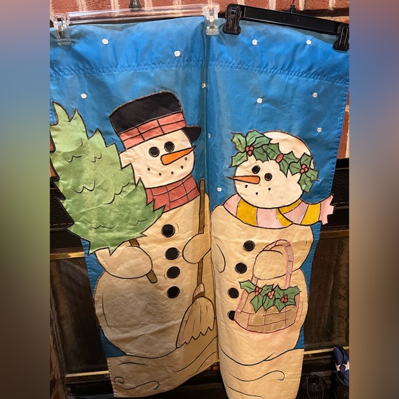 Vintage 90s Snowman Couple Flag - Picture 6 of 6